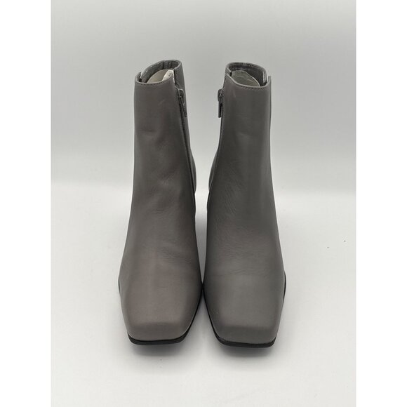 Women’s AJ Valenci Size 7 Grey Leather Heeled Square-Toes Boots - Picture 1 of 5